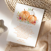 Herfst Pumpkin Floral Baby shower Hartelijk dank Bedankkaart
