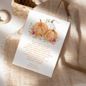 Herfst Pumpkin Floral Baby shower Hartelijk dank Bedankkaart