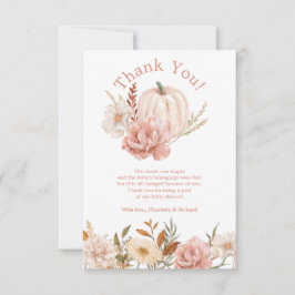 Herfst Pumpkin Floral Baby shower Hartelijk dank Bedankkaart