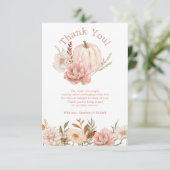 Herfst Pumpkin Floral Baby shower Hartelijk dank Bedankkaart (Staand voorkant)