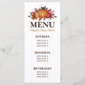 Herfst Pumpkin Floral Baby shower Menu (Voorkant)