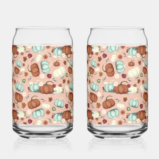 Herfst Pumpkin Floral Blikvorm Glas (Voorkant)