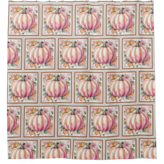 Herfst Pumpkin Floral Douchegordijn (Voorkant)
