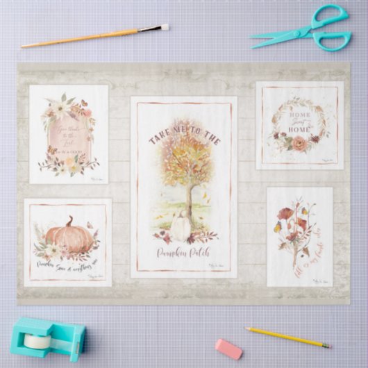 Herfst Pumpkin Floral herfst Boom laat ontkoppelin Tissuepapier (Craft)