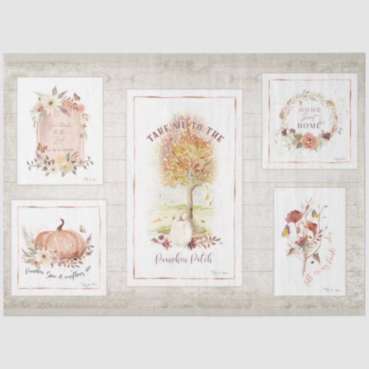 Herfst Pumpkin Floral herfst Boom laat ontkoppelin Tissuepapier (Voorkant)