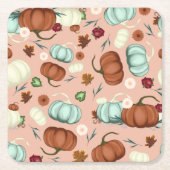 Herfst Pumpkin Floral Kartonnen Onderzetters (Voorkant)