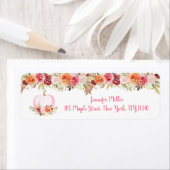 Herfst Pumpkin Floral Pink & Gold Birthday Etiket (Insitu)