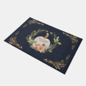 Herfst Pumpkin Foliage Peach Floral Welcome Family Deurmat (Schuin)