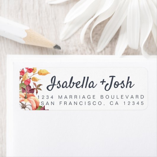 Herfst Pumpkin Foliage Weduwingadres Etiket (Insitu)