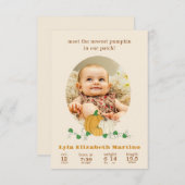 Herfst Pumpkin Geboorte Aankondiging (Voorkant / Achterkant)