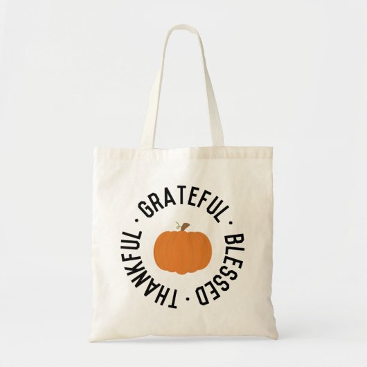 Herfst Pumpkin Gelukkig dankbaar gezegend najaar Tote Bag (Voorkant)