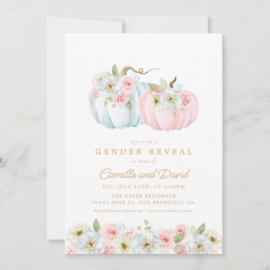 Herfst Pumpkin Gender onthulling Baby shower uitno Kaart (Voorkant)