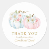 Herfst Pumpkin Gender onthulling Ronde Sticker (Voorkant)