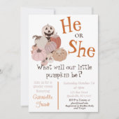 Herfst Pumpkin Gender Reopenbaarmakingsuitnodiging Kaart (Voorkant)