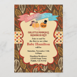Herfst Pumpkin Gender Reveal Invitation, Kaart