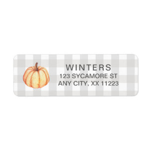 Herfst Pumpkin Gingham, najaar land Etiket