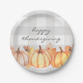 Herfst pumpkin gingham Thanksgiving party decor Papieren Bordje