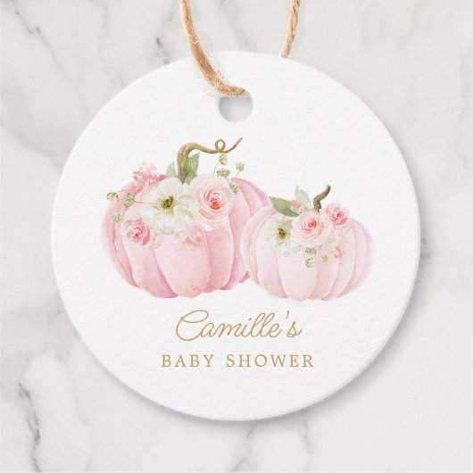 Herfst Pumpkin Girl Baby shower Bedankjes Labels (Voorkant)