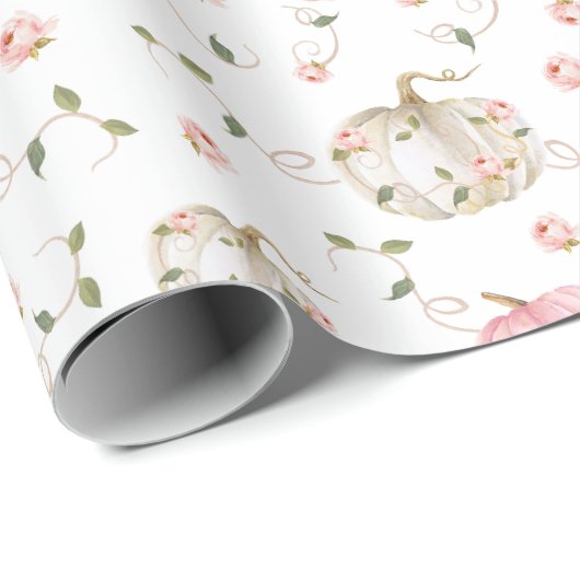 Herfst Pumpkin Girl Baby shower Cadeaupapier (Rol Hoek)