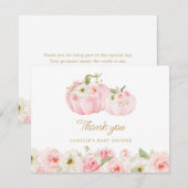 Herfst Pumpkin Girl Baby shower Hartelijk dank Bedankkaart (Voorkant / Achterkant)