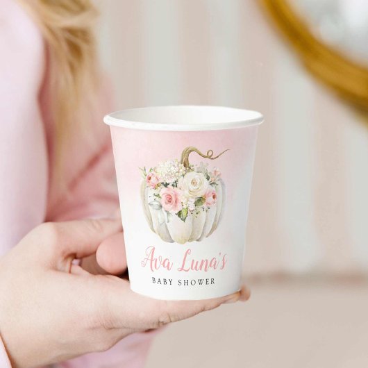 Herfst Pumpkin Girl Baby shower op persoonlijke ti Papieren Bekers