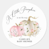 Herfst Pumpkin Girl Baby shower Ronde Sticker (Voorkant)