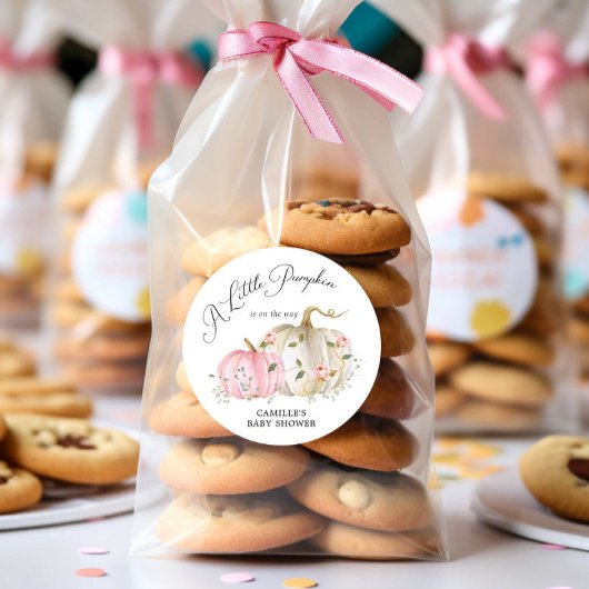 Herfst Pumpkin Girl Baby shower Ronde Sticker