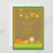 Herfst Pumpkin Girl Birthday Party Invitation Kaart (Voorkant)
