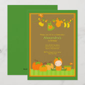 Herfst Pumpkin Girl Birthday Party Invitation Kaart (Voorkant / Achterkant)
