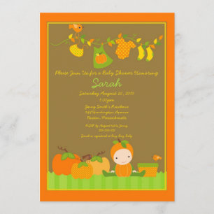Herfst Pumpkin Girl Clothesline Baby shower Invite Kaart
