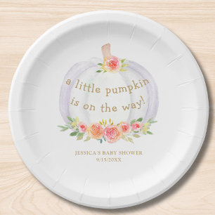 Herfst Pumpkin Girls Baby shower Papieren Bordje