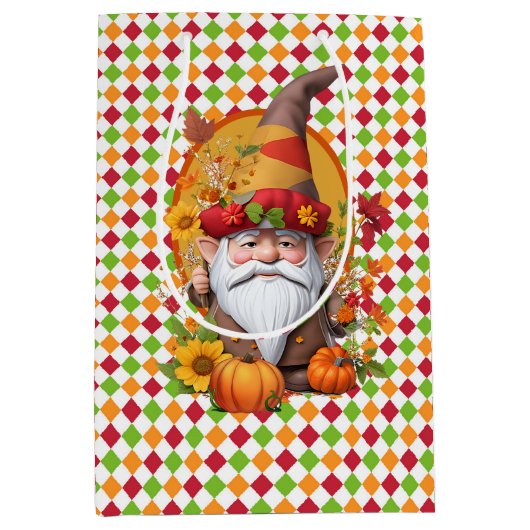 Herfst Pumpkin Gnome Medium Cadeauzakje (Voorkant)