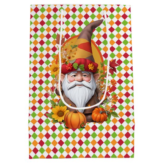 Herfst Pumpkin Gnome Medium Cadeauzakje (Achterkant)