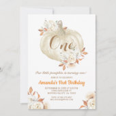 Herfst Pumpkin Gold Glitter 1e verjaardag Kaart (Voorkant)