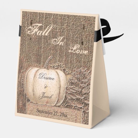 Herfst Pumpkin Gold White Country Rustic Wedding Bedankdoosjes (Achterkant)