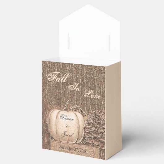 Herfst Pumpkin Gold White Country Rustic Wedding Bedankdoosjes (Geopend)