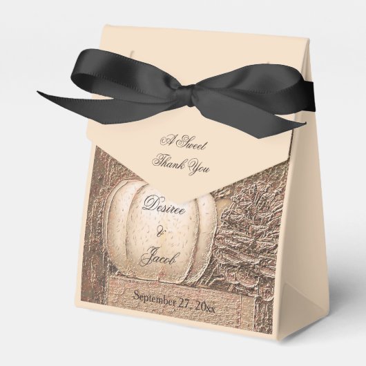 Herfst Pumpkin Gold White Country Rustic Wedding Bedankdoosjes (Voorkant Zijde)
