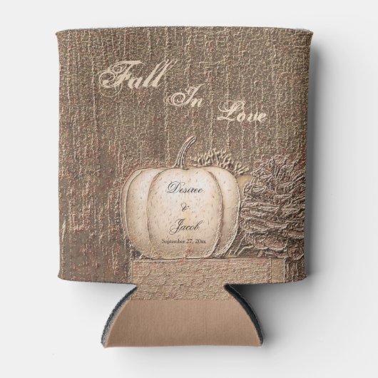 Herfst Pumpkin Gold White Country Rustic Wedding Blikjeskoeler (Voorkant)