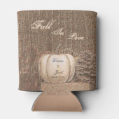 Herfst Pumpkin Gold White Country Rustic Wedding Blikjeskoeler (Achterkant)