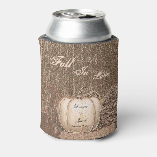 Herfst Pumpkin Gold White Country Rustic Wedding Blikjeskoeler (Blikje Achterkant)