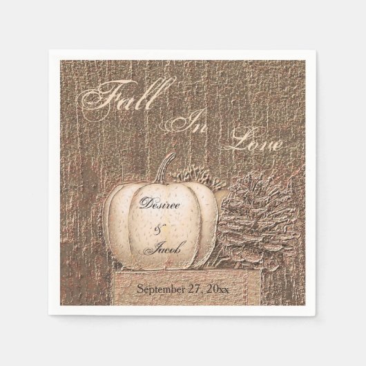 Herfst Pumpkin Gold White Country Rustic Wedding Servet (Voorkant)