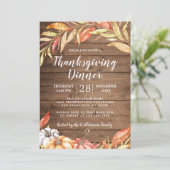 Herfst Pumpkin Golden Foliage Thanksgiving Dinner Kaart (Staand voorkant)