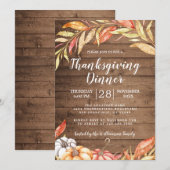 Herfst Pumpkin Golden Foliage Thanksgiving Dinner Kaart (Voorkant / Achterkant)