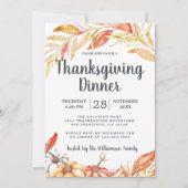 Herfst Pumpkin Golden Foliage Thanksgiving Dinner Kaart (Voorkant)