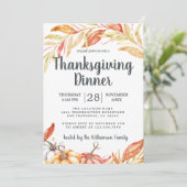 Herfst Pumpkin Golden Foliage Thanksgiving Dinner Kaart (Staand voorkant)
