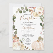 Herfst Pumpkin Greenery is onderweg Baby shower I Kaart (Voorkant)