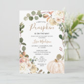 Herfst Pumpkin Greenery is onderweg Baby shower I Kaart (Staand voorkant)