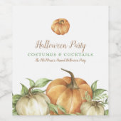 Herfst Pumpkin Halloween Wine Label Wijn Etiket (Enkel label)