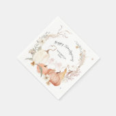 Herfst Pumpkin Happy Friendsgiving Floral Waterver Servet (Hoek)