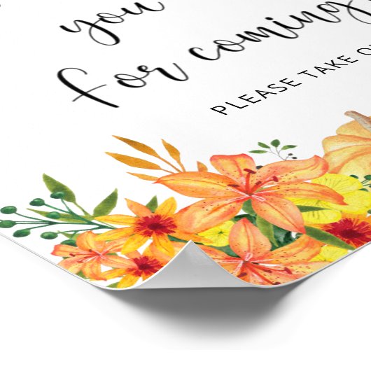 Herfst pumpkin Hartelijk dank voor uw komst Poster (Hoek)